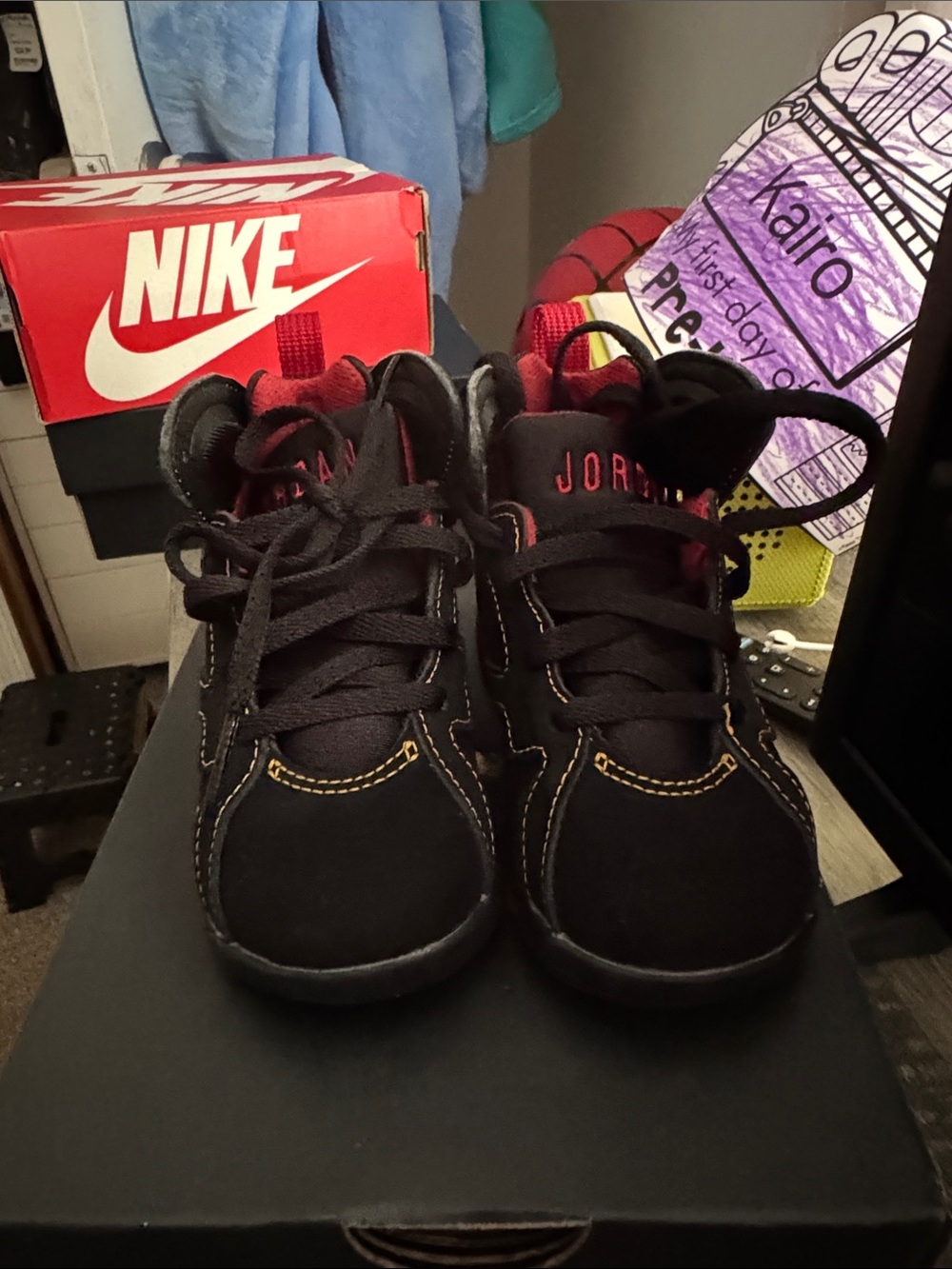 Nike Kids Black and Red Accent Sneakers